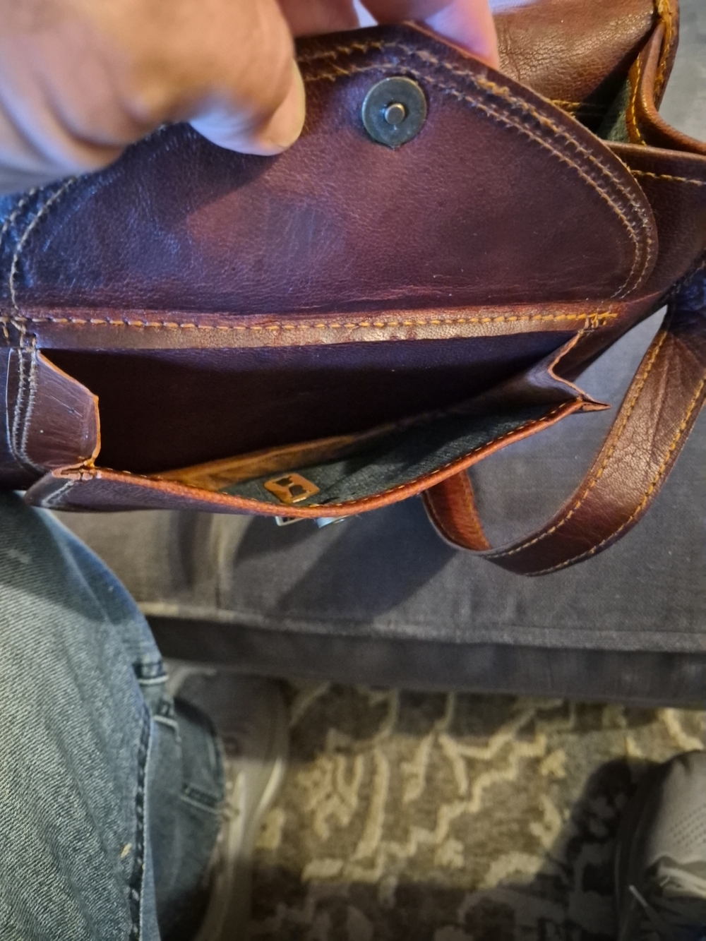 Women's Brown Leather Crossbody Bag By FIRU - Structured Everyday Shoulder Bag - Picture 2 of 12